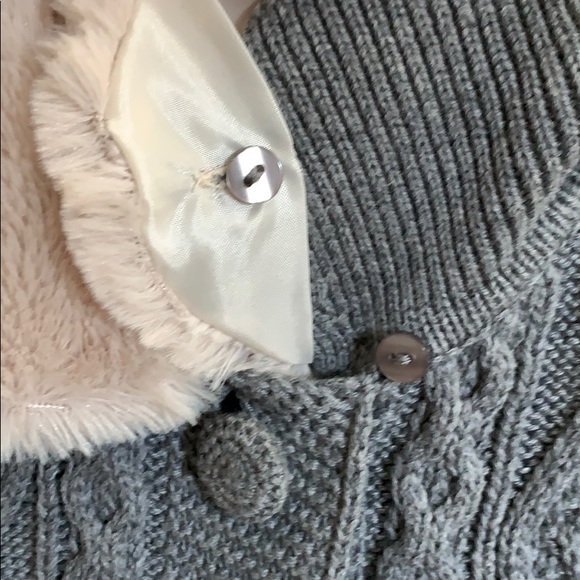 Mayoral Chic grey and fur trim woven sweater coat - Picture 7 of 8